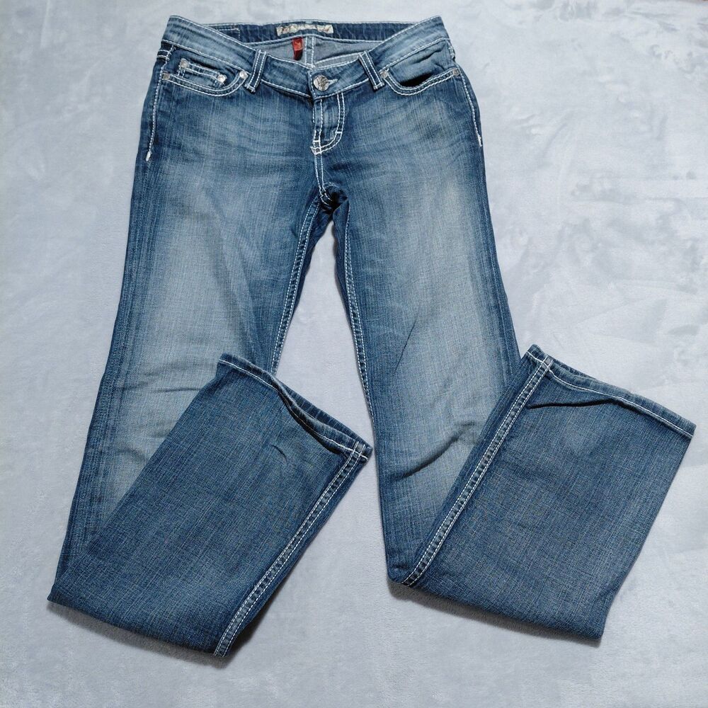 BKE Womens MADISON 5 Pocket Boot Cut Stretch Denim Blue Jeans - See Pic Measures